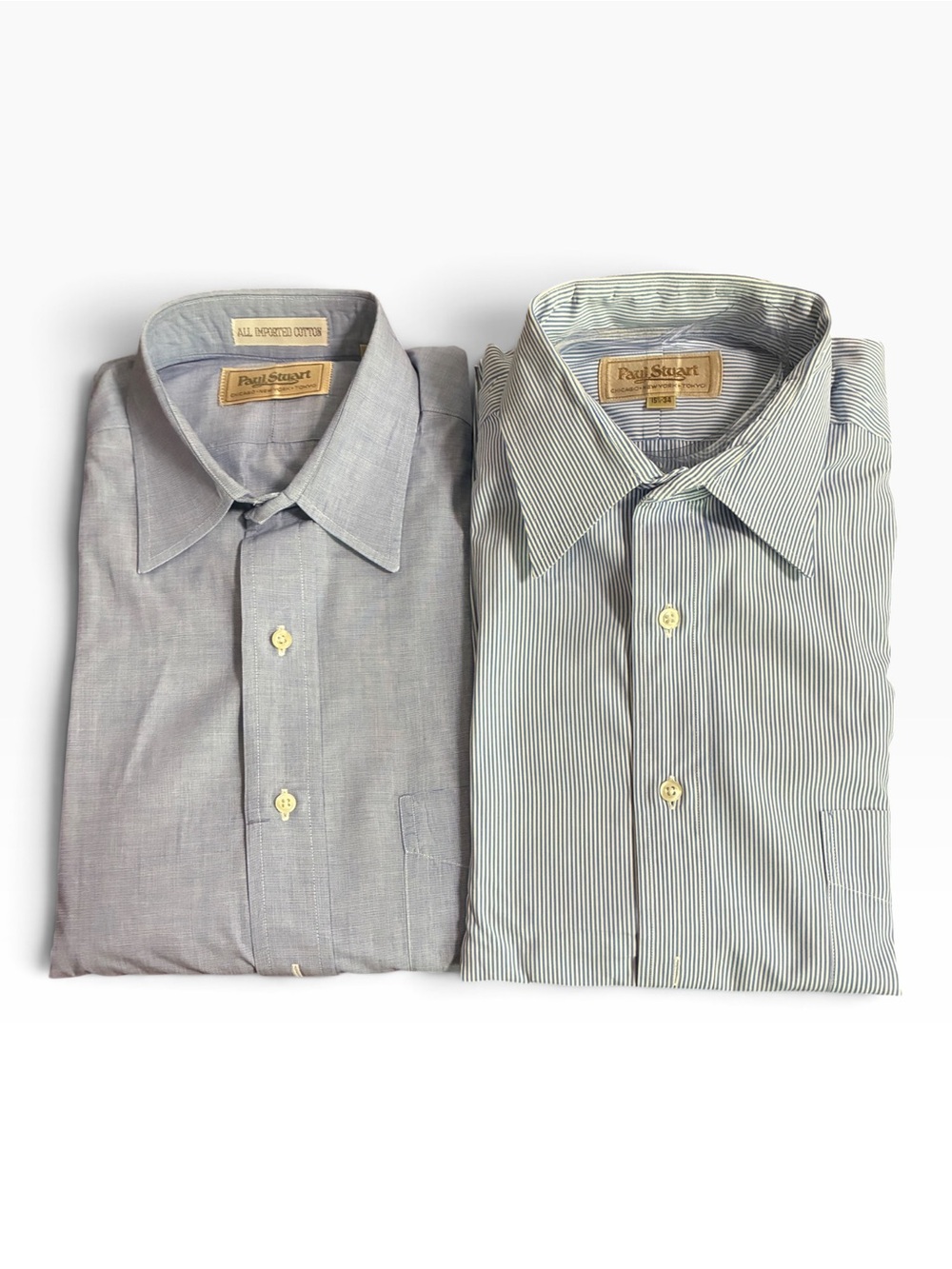 VTG Paul Stuart Mens Dress Shirts Lot of 2 Made in USA 15.5 34 Cotton